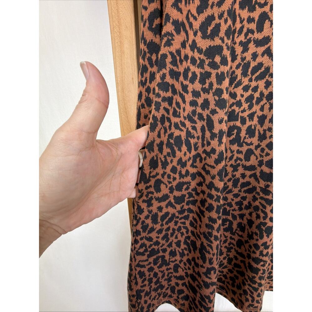 NWT New In Brown Black Cheetah Print Short Sleeve Knee Length Dress #1419 Size S - Picture 3 of 9